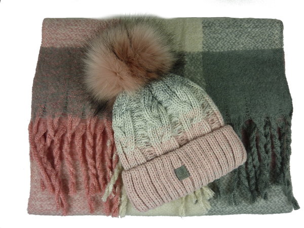 2 piece cap scarf set rosa